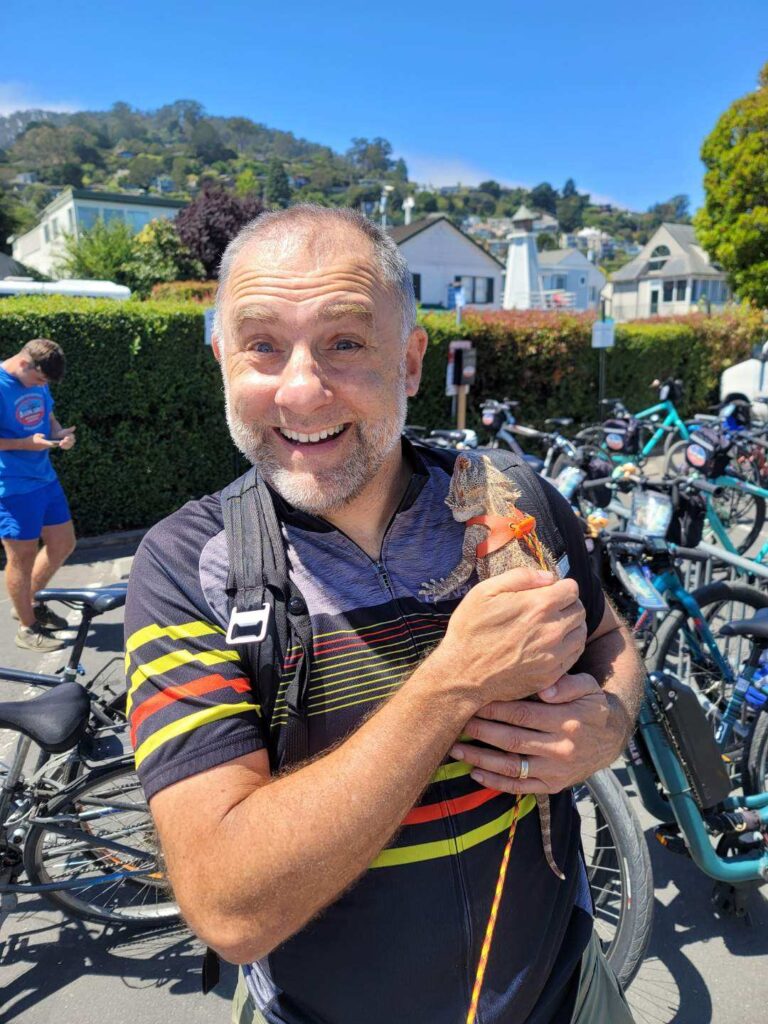 Yours truly with an iguana on his shoulder.