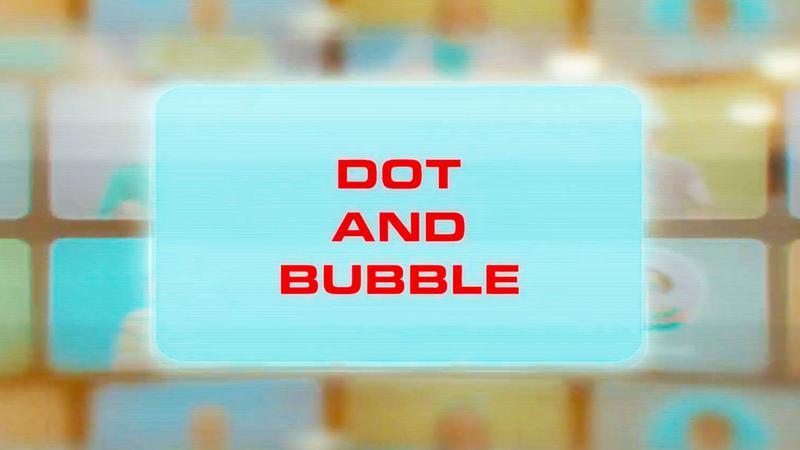 Publicity still from Dot & Bubble showing a computer's user interface and the words "Dot and Bubble".