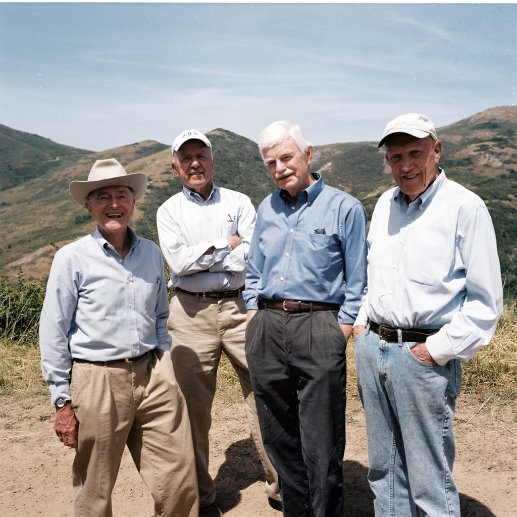 A photo of four older men.