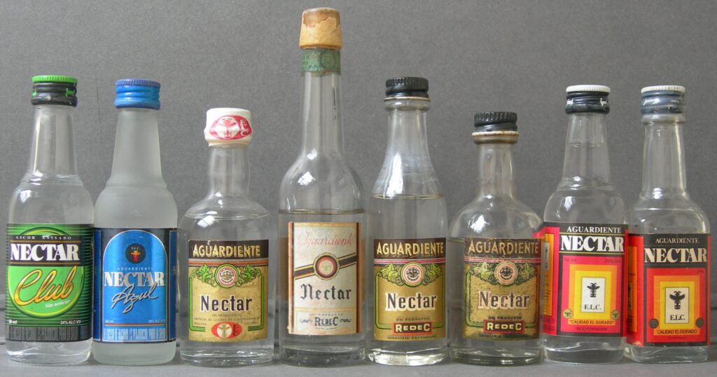 Bottles of Colombian aguardiente.
