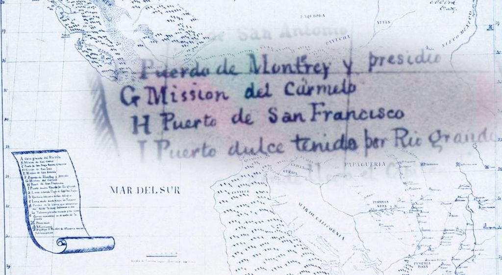 A hand-drawn map which mentions "Puerto de San Francisco."